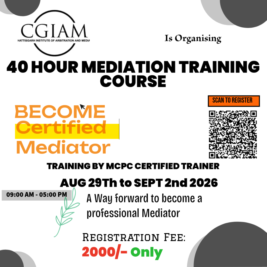 40 Hour Mediation Training Course – Revised Fee ₹2000/- Only